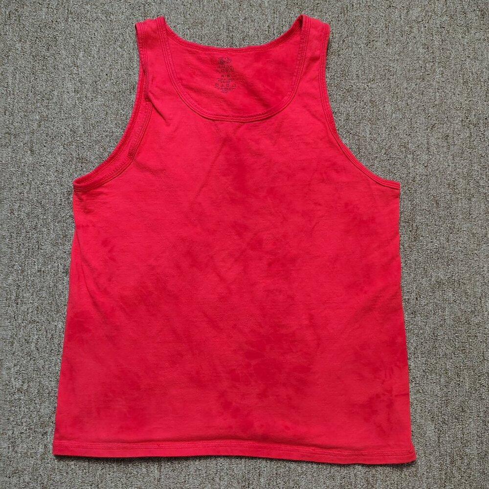 FRUIT OF THE LOOM Platinum Tank Top Men M Red Bleach Dyed 100% Cotton Summer